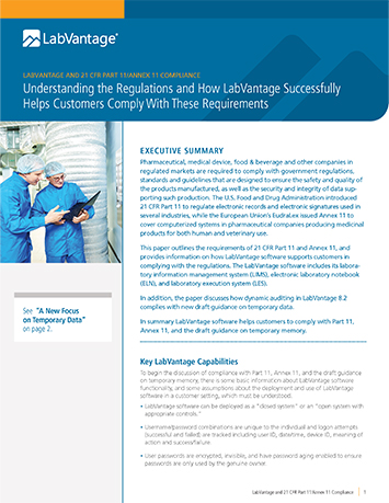 HOW LABVANTAGE SUPPORTS 21 CFR PART 11 & ANNEX 11